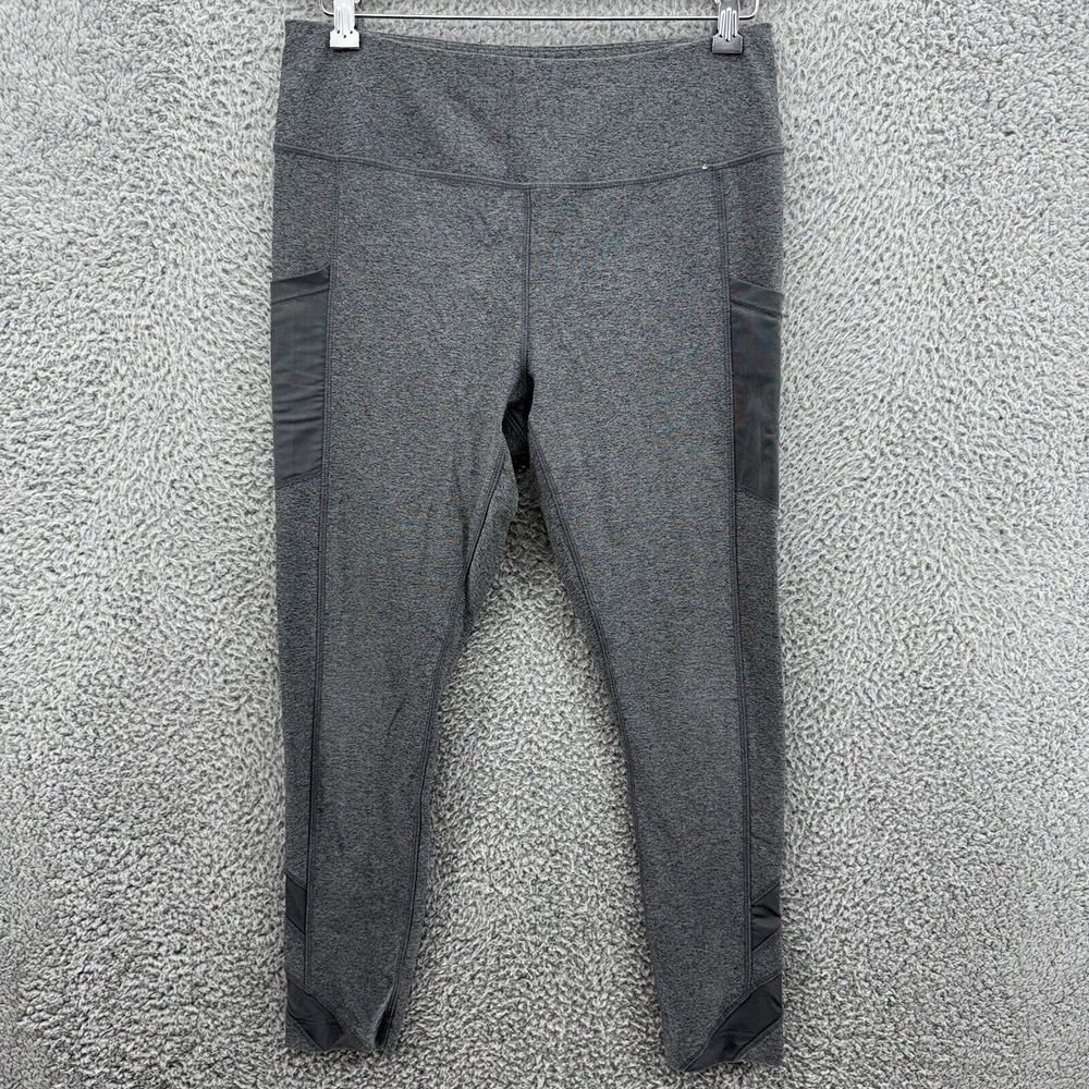 MONDETTA Leggings Women's L Active Athletic Sheer Pocket High Waist Gray Pants